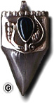 Genuine fossilized shark's tooth, with blue tigereye.