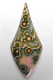Spectacular ocean jasper, cut from some of the very first material ever harvested & sailed out.